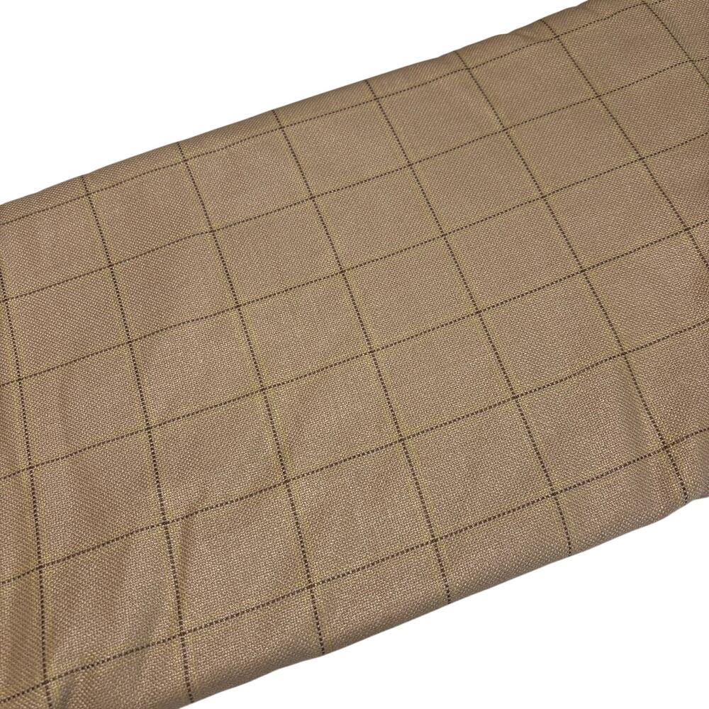 Italian Wool Silk Windowpane Fabric 60" Wide 5 Yards Tan Check